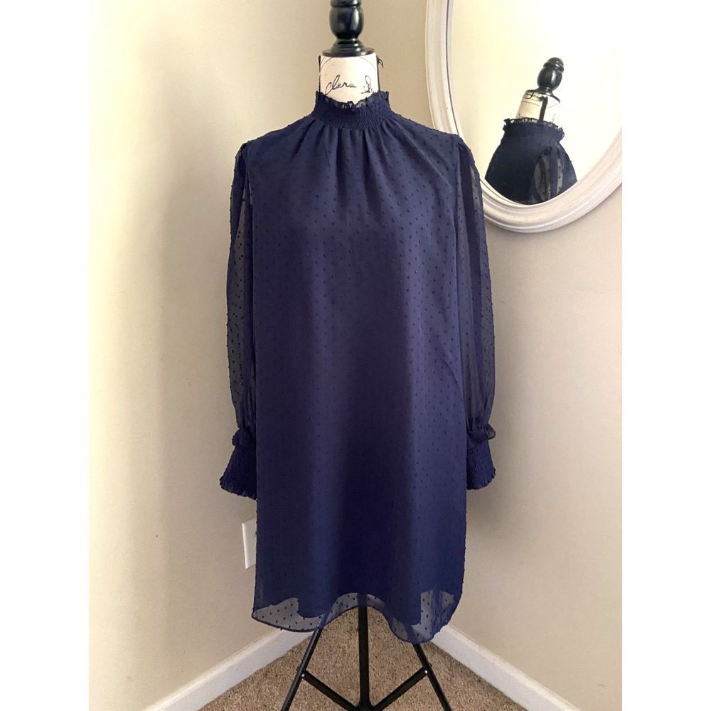 NWT Draper James Swiss Dot Shift Dress in Navy size Large